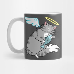 Fluffy Gray Tabby Cat Angel Mug